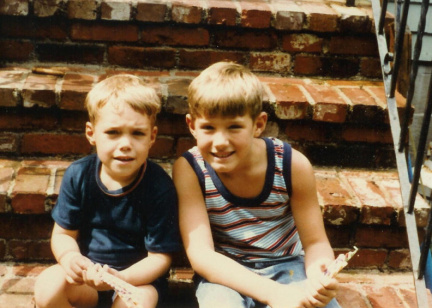 Charlie and Andrew Back Steps