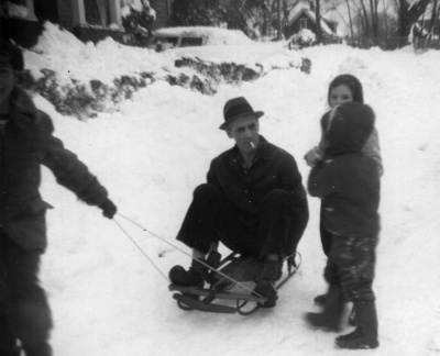 Dad on Sled